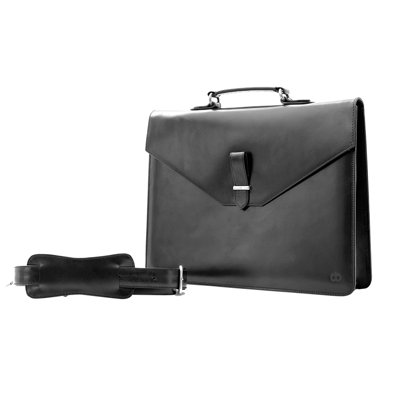 Leather Messenger Bag for Men in Midnight Black, Oscar by Obi Pelle#Color_Midnight Black