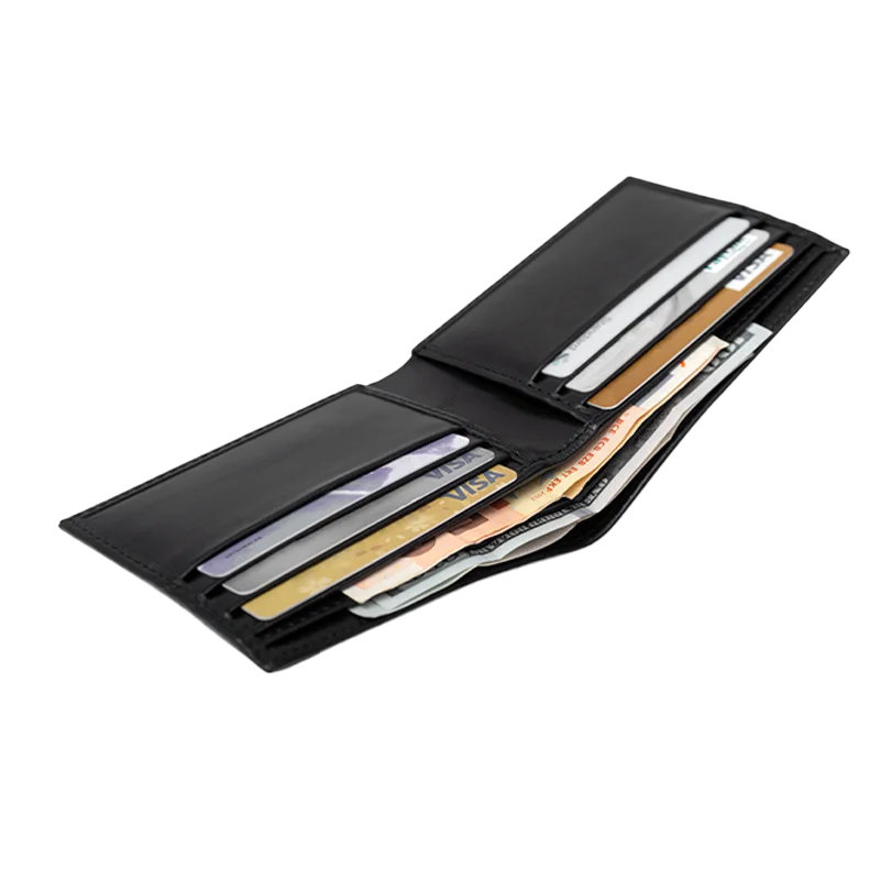 Leather Wallet for Men in Midnight Black, Pluto by Obi Pelle