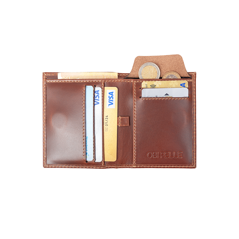 Leather Wallet for Men in Geneva Brown, Rio by Obi Pelle