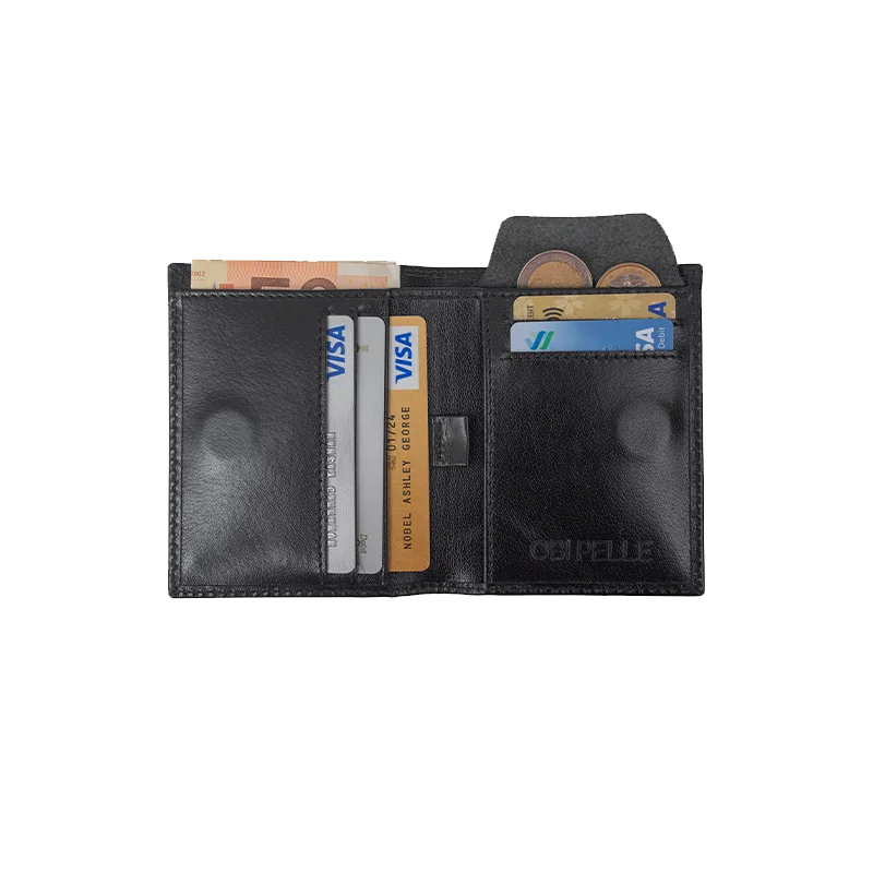 Leather Wallet for Men in Midnight Black, Rio by Obi Pelle