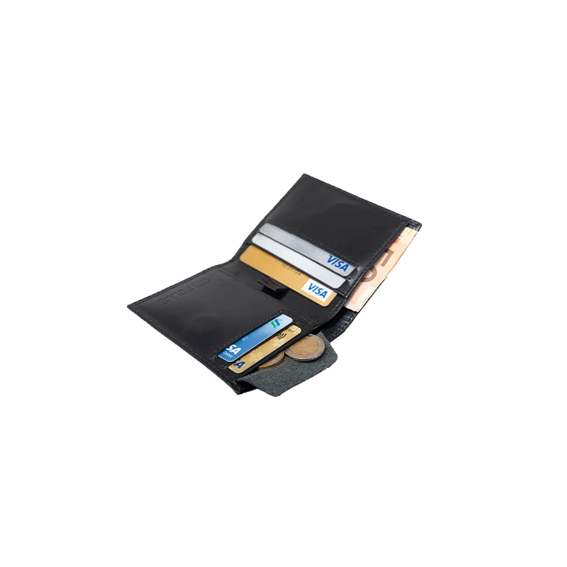 Leather Wallet for Men in Midnight Black, Rio by Obi Pelle