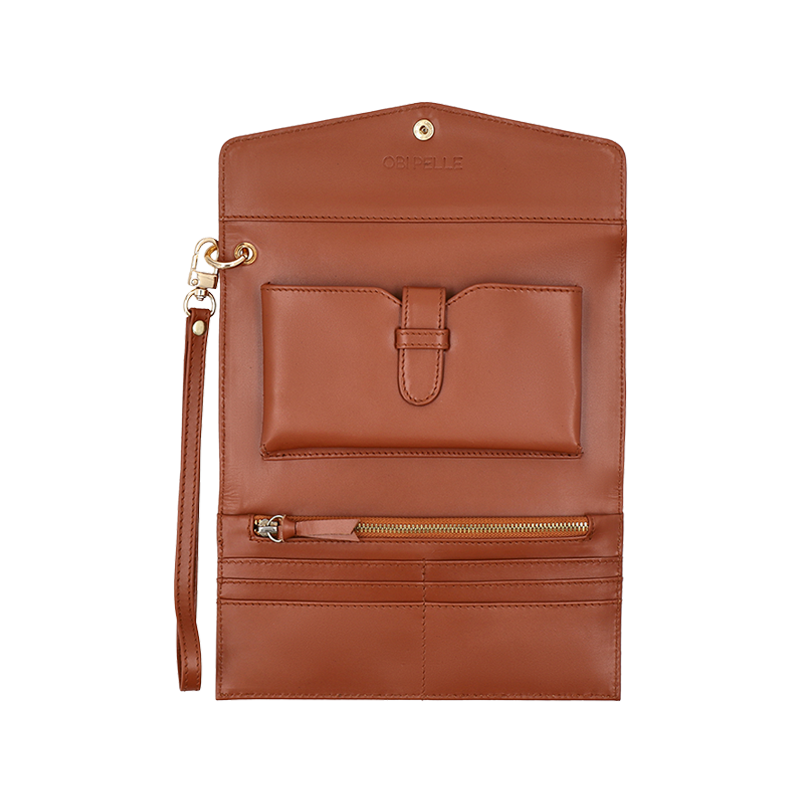 Leather Clutch for Women in Delta Tan, Rome by Obi Pelle