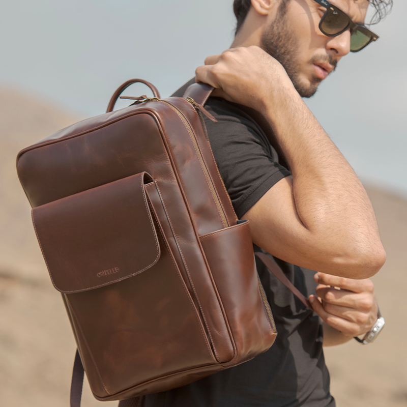 Leather Backpack for Men in Crazy Brown, Specter by Obi Pelle